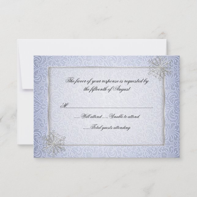Carte de réponse Mariage Chic Blue Snowflake (Devant)