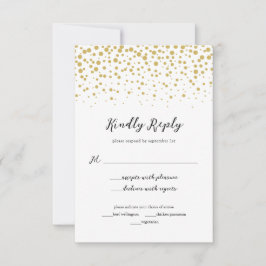 Carte de réponse Mariage Confetti Or Simple Elegan