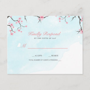Carte de réponse mariage   Fleurs de cerisiers d'a
