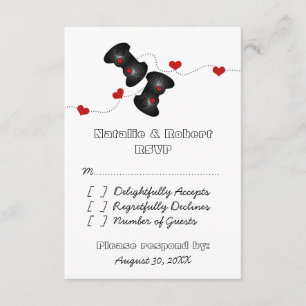 Carte de réponse Mariage Geeky Gamers (Dark)