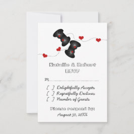 Carte de réponse Mariage Geeky Gamers (Dark)