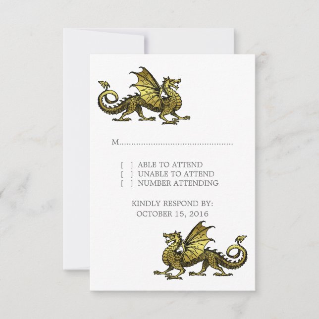 Carte de réponse Mariage Gold Dragon (Devant)