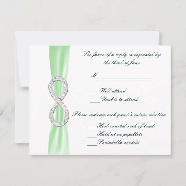 Carte de réponse Mariage Green Diamond Infinity (Devant)