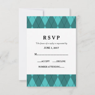 Carte de réponse Mariage Jacquard Turquoise