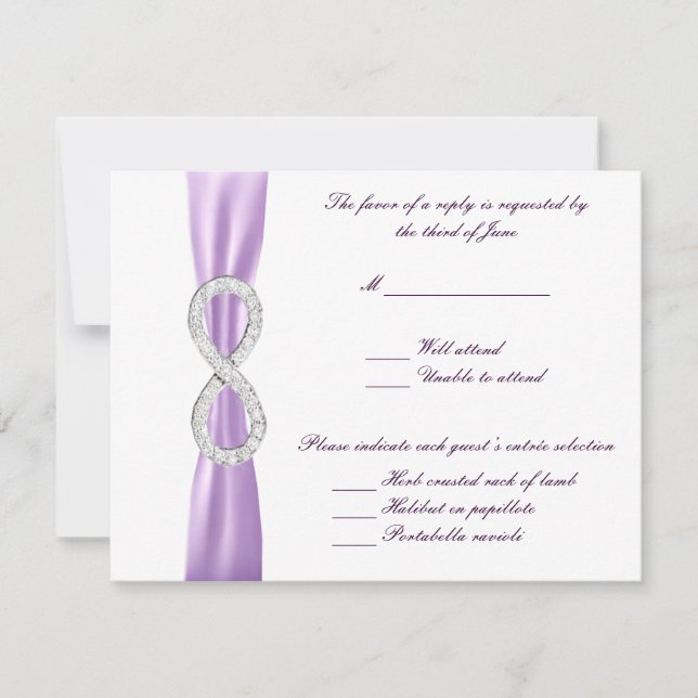 Carte de réponse Mariage Lavender Diamond Infinity (Devant)