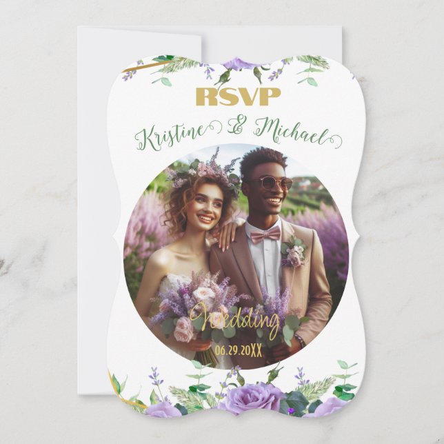 Carte de réponse Mariage magnifique Lilac Vineyard (Devant)