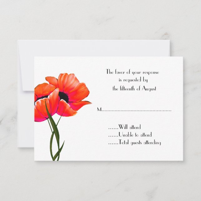 Carte de réponse Mariage Orange Poppies (Devant)