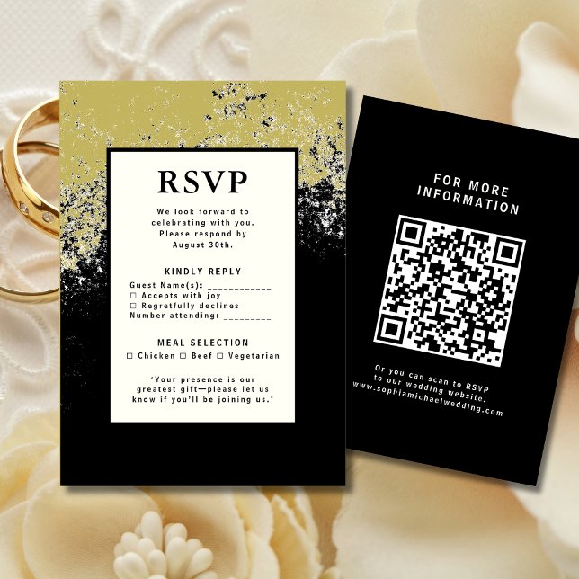 Carte de réponse Mariage RSVP QR Code Élégance mod (Créateur téléchargé)