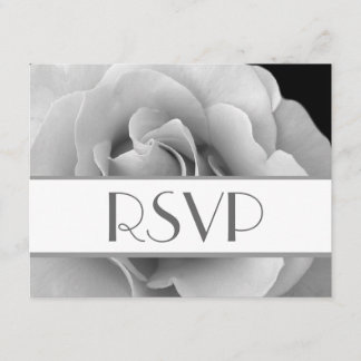 Carte de réponse Mariage RSVP Silver White Rose