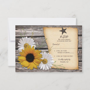 Carte de réponse Mariage Rustique Sunflower Daisy