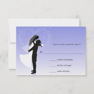 Carte de réponse Mariage Silhouette Lilac Ombre