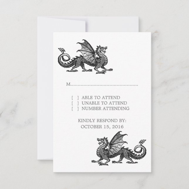 Carte de réponse Mariage Silver Dragon (Devant)