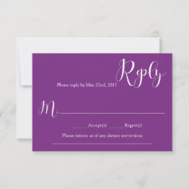 Carte de réponse Mariage violet