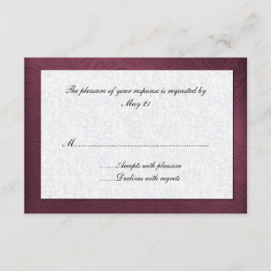 Carte de réponse Maroon Mariage damassé