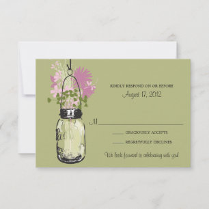 Carte de réponse Mason Jar & Fleurs sauvages