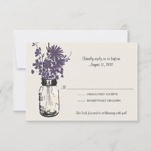Carte de réponse Mason Jar & Fleurs sauvages