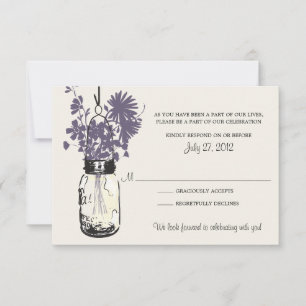 Carte de réponse Mason Jar & Fleurs sauvages