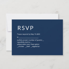 Carte de réponse minimaliste bleu marine