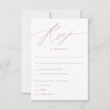 Carte de réponse minimaliste rose poussiéreuse