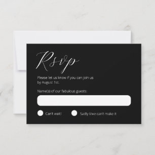 Carte de réponse moderne noir et blanc RSVP
