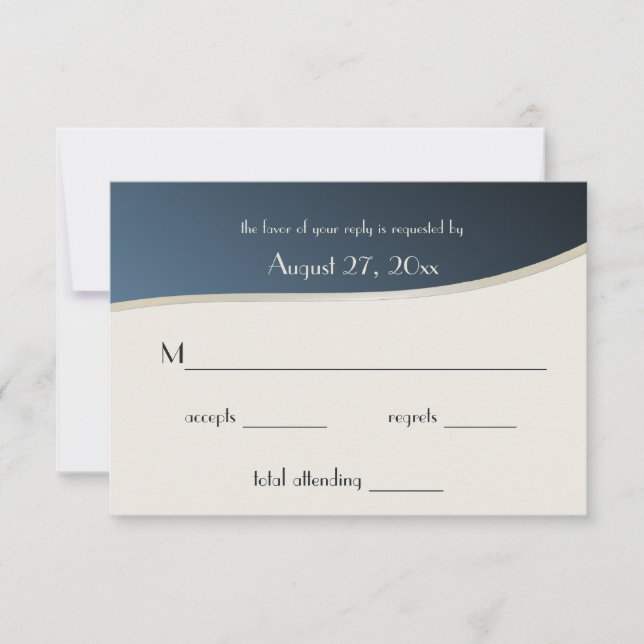 Carte de réponse Music Blue and Gold Bar Mitzvah (Devant)