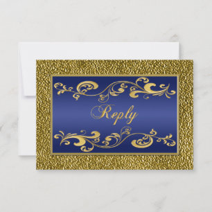 Carte de réponse Navy Blue avec dorure en relief