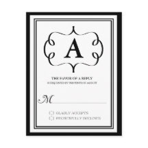 Carte de réponse officielle avec monogramme en noi
