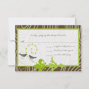 Carte de réponse Oiseaux Grain de Bois Vert Pomme