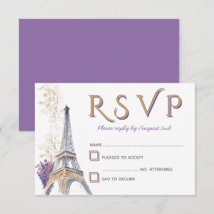 Carte de réponse Paris Tour Eiffel Lavande Françai