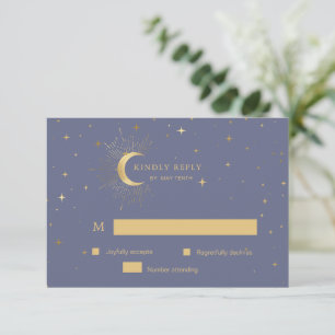 Carte de réponse Pastel Celestial Gold Moon RSVP