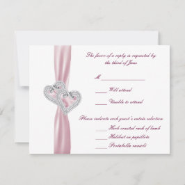 Carte de réponse personnalisée Coeurs roses