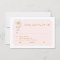Carte de réponse Petales roses et Prosecco