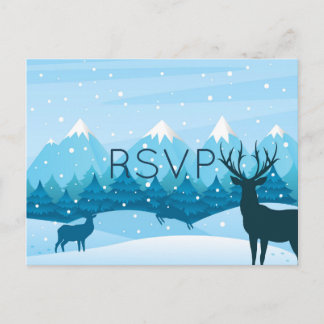 Carte de réponse postale Winter Blue avec choix de