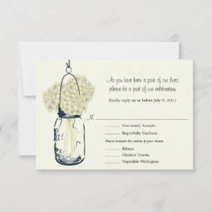 Carte de réponse  Pot de fleurs en verre et hydran