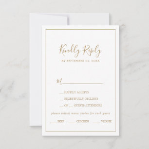 Carte de réponse pour choix de menu or minimaliste
