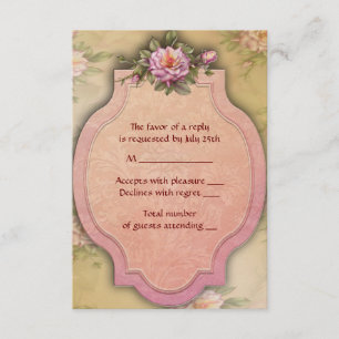 Carte de réponse pour invitation de mariage Rose V