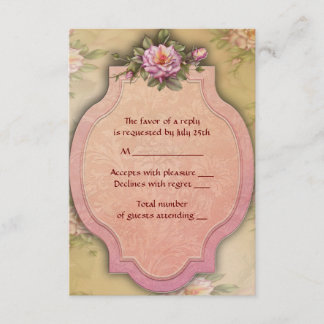 Carte de réponse pour invitation de mariage Rose V