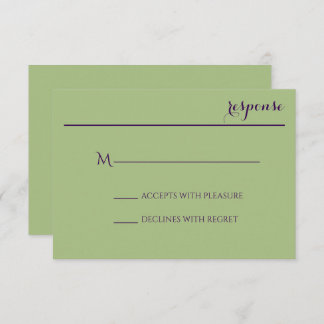 Carte de réponse pour invitation de mariage Vert S