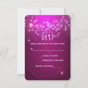 Carte de réponse pour la soirée Magenta Pink Spark
