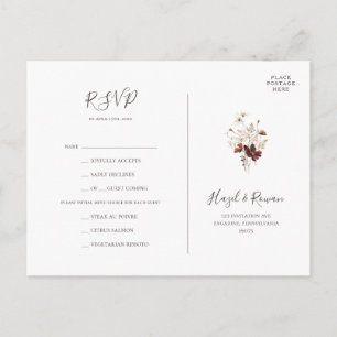 Carte de réponse pour le choix du menu de fleurs s