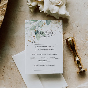Carte de réponse pour le choix du menu de mariage 