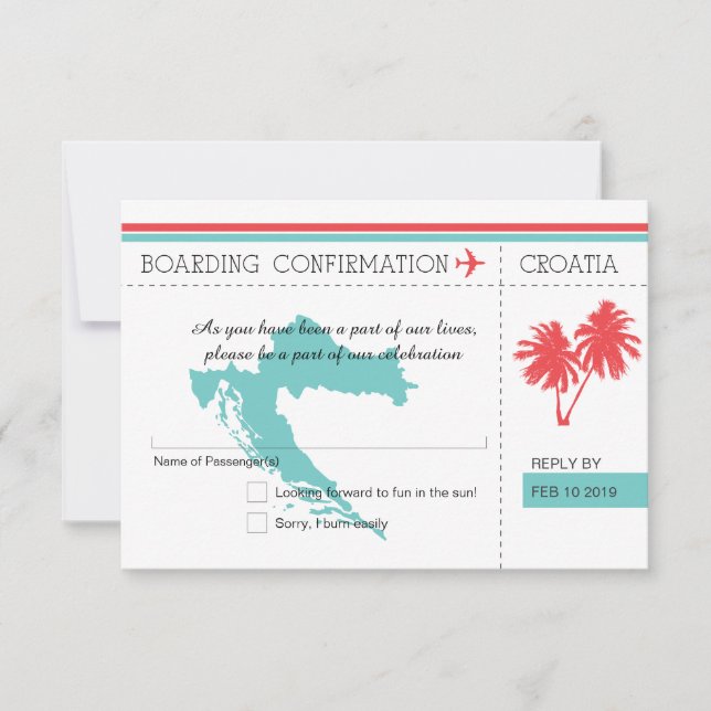 Carte de réponse pour le passeport de Croatie RSVP (Devant)
