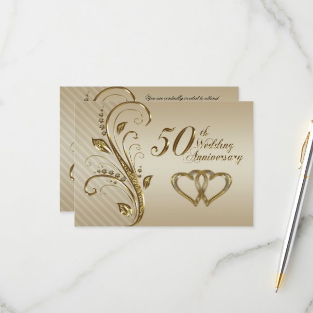Carte de réponse pour les 50 ans de mariage (Devant/Arrière en situation)