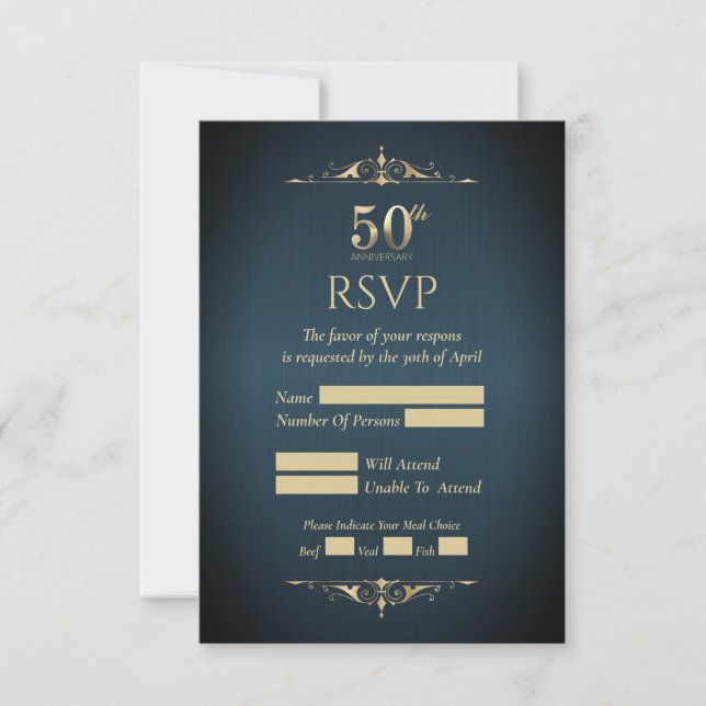 Carte de réponse pour les 50 ans de mariage (Devant)