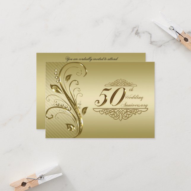 Carte de réponse pour les 50 ans de mariage (Devant/Arrière en situation)