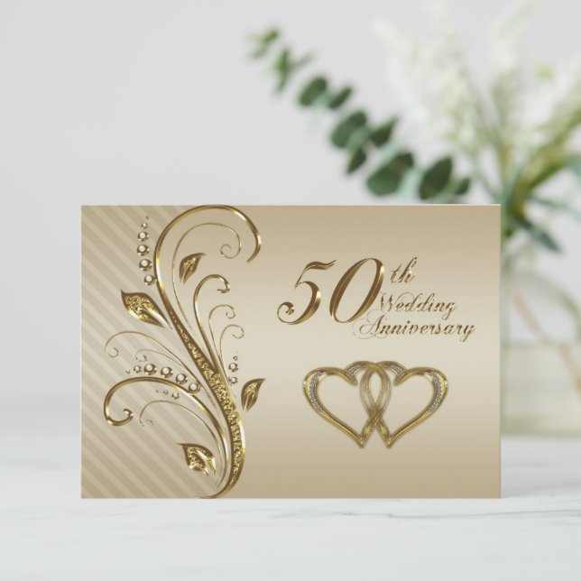 Carte de réponse pour les 50 ans de mariage (Debout devant)