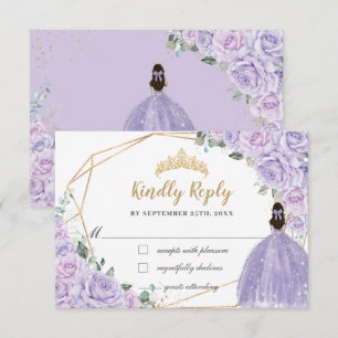 Carte de réponse pour Quinceanera Princesse Fleur