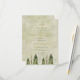 Carte de réponse pour un mariage au milieu des pin