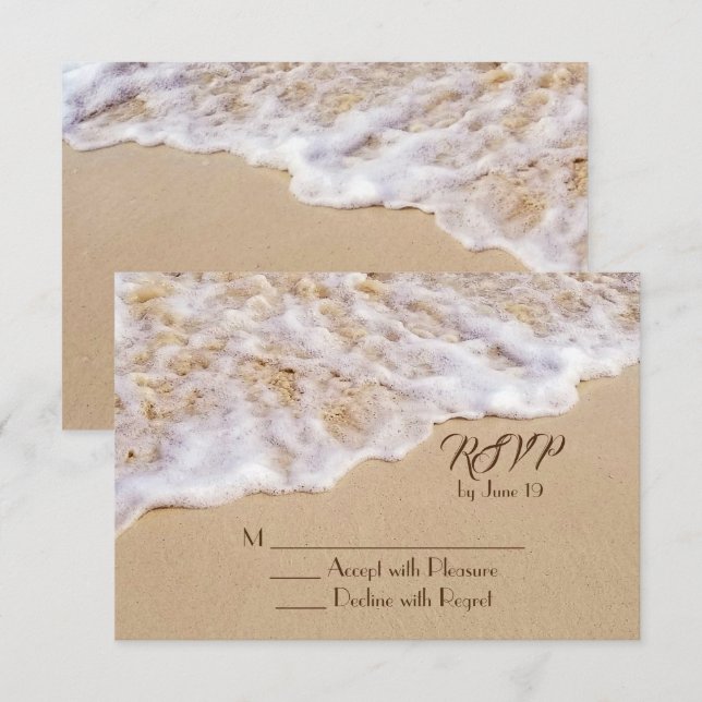 Carte de réponse pour un mariage sur la plage avec (Devant / Derrière)