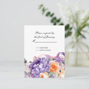 Carte de réponse poussiéreuse mauve pêche au pince
